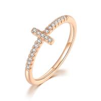 Cúbicos Circonia Micro Pave anillo de latón, metal, Cruces, chapado, diverso tamaño para la opción & micro arcilla de zirconia cúbica & para mujer, más colores para la opción, libre de níquel, plomo & cadmio, 7mm, tamaño:5-10, Vendido por UD