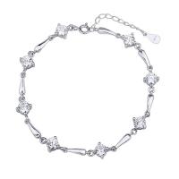 Strass armbanden, Cupronikkel, Geometrisch Patroon, geplatineerd, voor vrouw & met strass, nikkel, lood en cadmium vrij, Lengte Ca 7.5 inch, Verkocht door PC