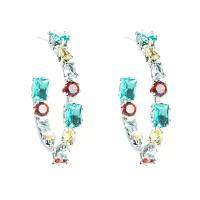 Lo zinco in lega Stud Earring, lega in zinco, gioielli di moda & Micro spianare cubic zirconia & per la donna, multi-colore, assenza di nichel,piombo&cadmio, 30mm, Venduto da coppia