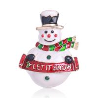 Jul brocher, Zinc Alloy, Snowman, guldfarve belagt, for kvinde & emalje, hvid, nikkel, bly & cadmium fri, 32x41mm, Solgt af PC