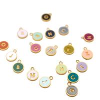 Pendentifs en titane, Acier titane, Plat rond, lettres sont de A à Z & DIY & émail, plus de couleurs à choisir, 16mm, Vendu par PC