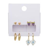 Zinc Alloy Oorbellen, met Acryl, gold plated, micro pave zirconia & voor vrouw, goud, Verkocht door pair