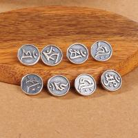 Ταϊλάνδη Sterling Silver Εκτίμηση Button, Γύρος, διαφορετικά σχέδια για την επιλογή, ασήμι, 10x1.60mm, Τρύπα:Περίπου 4mm, 10PCs/Παρτίδα, Sold Με Παρτίδα