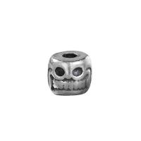 Thailand Sterling Silver Spacer Bead, Skull, DIY, silver, 5.80x6.50mm, Hål:Ca 2.5mm, 10PC/Lot, Säljs av Lot