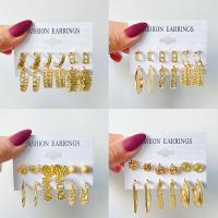 Zinc Alloy Oorbellen, gold plated, 6 stuks & mode sieraden & voor vrouw, gouden, Verkocht door Stel