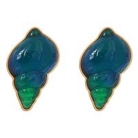 Hars Earring, Zinc Alloy, met Hars, Schelp, gold plated, mode sieraden & voor vrouw, multi-gekleurde, 49x31mm, Verkocht door pair