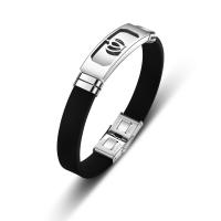 Silicone Bracelets with Titanium Steel Donut polished fashion jewelry & for man black Sold By PC