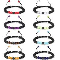 Gemstone Armbånd, Natursten, med Lava, håndlavet, flettet armbånd & Unisex, flere farver til valg, Længde 18 cm, Solgt af PC