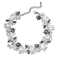 Glass Beads Necklaces Zinc Alloy with 8.3cm extender chain silver color plated fashion jewelry & for woman & with glass rhinestone two different colored Length 31.8 cm Sold By PC