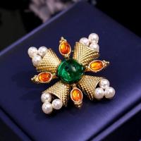 South Sea Shell broche, Zinc Alloy, med Shell Pearl, mode smykker & for kvinde & emalje, nikkel, bly & cadmium fri, 50x50mm, Solgt af PC