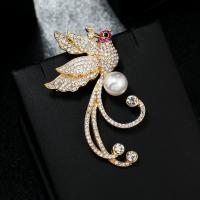 Strass Broche, Zinc Alloy, met Plastic Pearl, mode sieraden & voor vrouw & met strass, meer kleuren voor de keuze, nikkel, lood en cadmium vrij, 63x43mm, Verkocht door PC