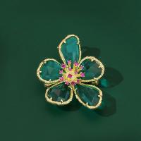 Rhinestone Broche, Zinc Alloy, Flower, mode smykker & for kvinde & med rhinestone, nikkel, bly & cadmium fri, 35x40mm, Solgt af PC