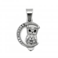 Rustfrit stål Animal Pendler, 316L Stainless Steel, Owl, mode smykker & Unisex & Micro Pave cubic zirconia, flere farver til valg, 19x24mm, Solgt af PC