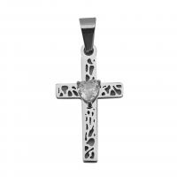 Pendants Cruach Cross dhosmálta, 316L Cruach dhosmálta, unisex & stíleanna éagsúla do rogha & micrea réiteach zirconia ciúbach, dathanna níos mó le haghaidh rogha, 16x29mm, Díolta De réir PC