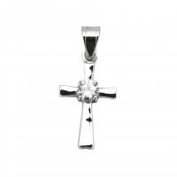 Pendants Cruach Cross dhosmálta, 316L Cruach dhosmálta, jewelry faisin & unisex & le zirconia ciúbach, dathanna níos mó le haghaidh rogha, 16x25mm, Díolta De réir PC