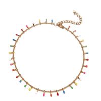 Anklet i rostfritt stål, 304 rostfritt stål, med 1.97inch extender kedja, olika längd för val & för kvinna & epoxi klistermärke, fler färger för val, Säljs av PC