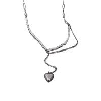 Titanium Steel Necklace with 5cm extender chain Heart fashion jewelry & for woman original color Length 47 cm Sold By PC