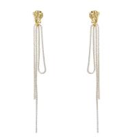 Fashion Fringe Boucles d'oreilles, alliage de zinc, Placage, bijoux de mode & pour femme, protéger l'environnement, sans nickel, plomb et cadmium, 122x11mm, Vendu par paire