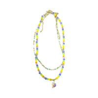 Collier en cristal, avec 5cm chaînes de rallonge, coeur, Double couche & bijoux de mode & pour femme, multicolore, Longueur 33 cm, 36.7 cm, Vendu par PC