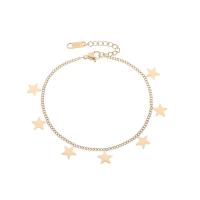 Tíotáiniam Cruach Bracelet, Cruach Tíotáiniam, Star, 14K óir plated, jewelry faisin & do bhean, Fad Thart 6.3 Inse, Díolta De réir PC