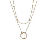 Collar Multi de la capa, Partículas de acero, Donut, chapado en oro de 14 K, Doble capa & para mujer & hueco, longitud aproximado 16-20 Inch, Vendido por UD