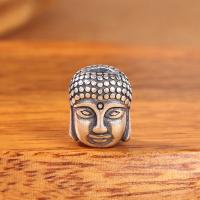 Tailandia perline separate, Budda, DIY, argento, 8.70x7.20x6.80mm, Foro:Appross. 3mm, 10PC/lotto, Venduto da lotto