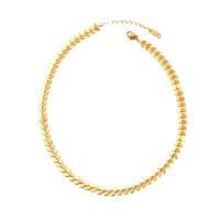 Collier d'acier titane, avec 1.96 inch chaînes de rallonge, Placage de couleur d'or, pour femme, Longueur Environ 13.38 pouce, 5PC/lot, Vendu par lot