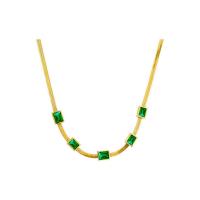 Collier d'acier titane, Placage de couleur d'or, pour femme & avec strass, Longueur Environ 15.75 pouce, 5PC/lot, Vendu par lot