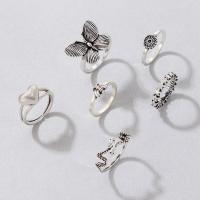 Zinklegering Ring Set, Zinc Alloy, silver plated, 6 stuks & mode sieraden & voor vrouw, zilver, Verkocht door Stel