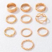 Zink-Legierungsring-Set, Zinklegierung, goldfarben plattiert, 10 Stück & Modeschmuck & für Frau & mit Strass, goldfarben, verkauft von setzen