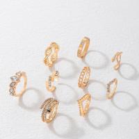 Zinklegering Ring Set, Zinc Alloy, gold plated, mode sieraden & voor vrouw & met strass, gouden, Verkocht door Stel