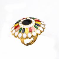 Zinklegierung Fingerring , goldfarben plattiert, Modeschmuck & für Frau & Emaille, farbenfroh, 18mm, verkauft von PC