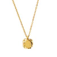 Colar de jóias de aço inoxidável, Aço inoxidável 304, with 5cm extender chain, Quadrado, para mulher, dourado, 9mm, comprimento Aprox 40.5 cm, vendido por PC