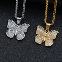 Edelstahl Tieranhänger, 316 L Edelstahl, Schmetterling, Modeschmuck & unisex & mit Strass, keine, verkauft von PC