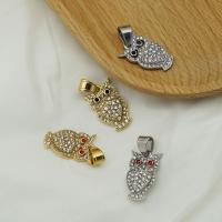 Rostfritt stål Animal Hängen, 316L rostfritt stål, Owl, mode smycken & Unisex & micro bana cubic zirconia, fler färger för val, 15x23mm, Säljs av PC