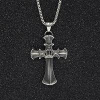 Tíotáiniam Cruach muince, Cruach Tíotáiniam, Cross, jewelry faisin & stíleanna éagsúla do rogha & do fear, 48.50x36.10mm, Fad Thart 23.62 Inse, Díolta De réir PC