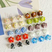 Knoldede Lampeperler, Lampwork, Flower, du kan DIY, flere farver til valg, 15x15mm, Solgt af PC