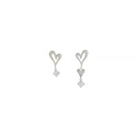 Boucles d'oreilles asymétriques, alliage de zinc, coeur, Placage de couleur argentée, bijoux de mode & pour femme, argent, protéger l'environnement, sans nickel, plomb et cadmium, 35x15mm,50x15mm, Vendu par paire