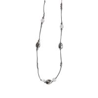 Collier en laiton, avec Des billes de verre & plastique revêtu de cuivre, avec 5cm chaînes de rallonge, Placage de couleur argentée, bijoux de mode & pour femme, protéger l'environnement, sans nickel, plomb et cadmium, Longueur 43.5 cm, Vendu par PC