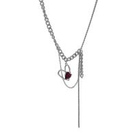 Collier d'acier titane, avec alliage de zinc, avec 5cm chaînes de rallonge, coeur, Placage de couleur argentée, bijoux de mode & pour femme, argent, protéger l'environnement, sans nickel, plomb et cadmium, Longueur 38.5 cm, Vendu par PC