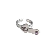 Sinc Alloy Finger Ring, Ceann zipper, dath airgid plated, jewelry faisin & do bhean, airgid, nicil, luaidhe & caidmiam saor in aisce, Inner diameteruff1a17mm, Díolta De réir PC