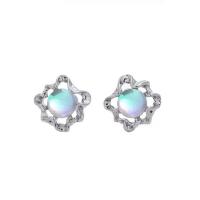 Zinklegering oorknoppen, Zinc Alloy, met Sea Opal, silver plated, mode sieraden & voor vrouw, zilver, nikkel, lood en cadmium vrij, 15x15mm, Verkocht door pair