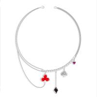 Zinklegering halskettingen, Zinc Alloy, met Cubic Zirconia, met 5cm extender keten, Poker, silver plated, mode sieraden & voor vrouw & glazuur, nikkel, lood en cadmium vrij, Lengte 46.5 cm, Verkocht door PC