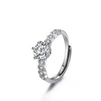 Rhinestone Finger Ring Brass platinum plated adjustable & for woman & with rhinestone US Ring Sold By PC