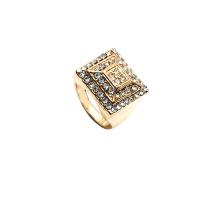 Indkøbskurv fingerring, Zinc Alloy, Square, guldfarve belagt, mode smykker & for kvinde & med rhinestone, to forskellige farvede, 18mm, Solgt af PC