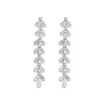 Cubic Zirconia Micro Pave Brass Earring platinum color plated fashion jewelry & micro pave cubic zirconia & for woman clear nickel lead & cadmium free Sold By Pair