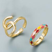 Brass Finger Ring gold color plated Adjustable & for woman & enamel 20mm Sold By PC