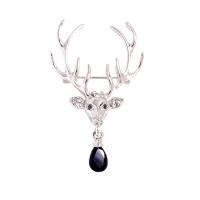 Rhinestone Brooch Zinc Alloy Deer platinum color plated Unisex & with rhinestone platinum color nickel lead & cadmium free Sold By PC