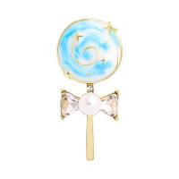 Glazuur broche, Zinc Alloy, Lollipop, gold plated, voor vrouw & met strass, meer kleuren voor de keuze, nikkel, lood en cadmium vrij, 17x36mm, Verkocht door PC