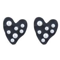 Pendientes de Perno de Aleación de Zinc, con Perlas plásticas, Corazón, barnizado, Joyería & para mujer, más colores para la opción, libre de níquel, plomo & cadmio, 19x19mm, Vendido por Par